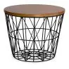 Buy Round Side Table - Industrial Design - Wood and Metal - Basker Black 58416