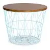 Buy Round Side Table - Industrial Design - Wood and Metal - Basker Light blue 58416