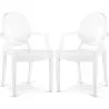 Buy Pack of 2 Transparent Dining Chairs - Armrest Design - Louis XIV White 58735