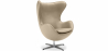 Buy Armchair with armrests - Leather upholstery - Egg-shaped design - Brave Taupe 13414 - in the UK