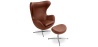 Buy  Design armchair with footrest - Leather upholstered - Brave Vintage brown 13661 - in the UK