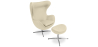 Buy  Design armchair with footrest - Leather upholstered - Brave Ivory 13661 - in the UK