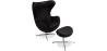 Buy Egg Design Armchair with Footrest - Upholstered in Faux Leather - Brave Black 13658 - prices