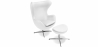 Buy Egg Design Armchair with Footrest - Upholstered in Faux Leather - Brave White 13658 at Privatefloor