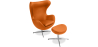 Buy Egg Design Armchair with Footrest - Upholstered in Faux Leather - Brave Orange 13658 home delivery