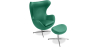 Buy Egg Design Armchair with Footrest - Upholstered in Faux Leather - Brave Turquoise 13658 with a guarantee