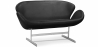 Buy Curved Sofa - Polyurethane Leather Upholstered - 2 Seater - Svin Black 13912 - in the UK