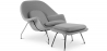 Buy Designer Armchair with Footrest - Upholstered in Fabric - Womb Light grey 16503 in the United Kingdom
