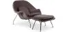 Designer Armchair with Footrest - Upholstered in Fabric - Womb image 9