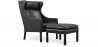 Buy Armchair with Footrest - Upholstered in Leather - Micah Black 15450 - in the UK