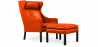 Buy Armchair with Footrest - Upholstered in Leather - Micah Orange 15450 - in the UK