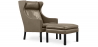 Buy Armchair with Footrest - Upholstered in Leather - Micah Taupe 15450 in the United Kingdom