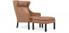 Buy Armchair with Footrest - Upholstered in Polyurethane Leather - Micah Light brown 15449 in the United Kingdom