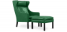Buy Armchair with Footrest - Upholstered in Polyurethane Leather - Micah Green 15449 at Privatefloor