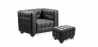 Buy Armchair with Footrest - Upholstered in Padded Leather - Nubus Black 13187 - in the UK