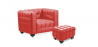Buy Armchair with Footrest - Upholstered in Padded Leather - Nubus Red 13187 in the United Kingdom