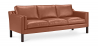 Buy Polyurethane Leather Upholstered Sofa - 3 Seater - Benzion Light brown 13927 in the United Kingdom
