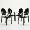 Pack of 4 Dining Chairs - Transparent - Design with Armrests - Louis XIV image 9