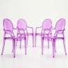 Pack of 4 Dining Chairs - Transparent - Design with Armrests - Louis XIV image 9