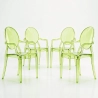 Pack of 4 Dining Chairs - Transparent - Design with Armrests - Louis XIV image 9