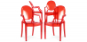Buy Pack of 4 Dining Chairs - Transparent - Design with Armrests - Louis XIV Red transparent 16464 - in the UK