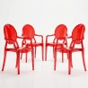 Pack of 4 Dining Chairs - Transparent - Design with Armrests - Louis XIV image 9