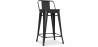 Buy Industrial Design Bar Stool with Backrest - Wood & Steel - 60 cm - Stylix Black 59117 - in the UK