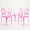 Pack of 4 Dining Chairs - Transparent - Design with Armrests - Louis XIV image 9