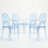 Pack of 4 Dining Chairs - Transparent - Design with Armrests - Louis XIV image 9