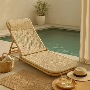 Buy Rattan Boho Bali Garden Deck Chair - Chenai Natural 60307 in the United Kingdom