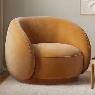 Buy Curved Velvet Upholstered Armchair - Cally Mustard 60692 - prices