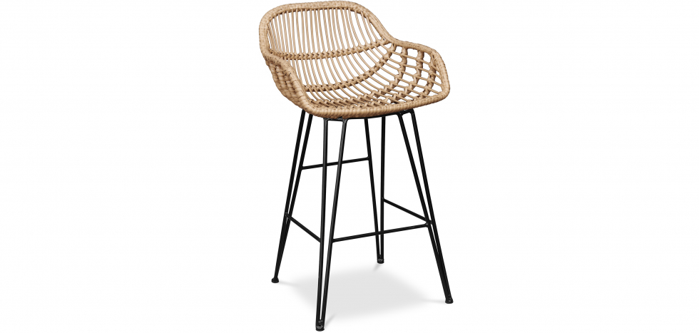 Buy Synthetic Wicker Bar Stool 65cm Many Natural Wood 59881 In The Uk Privatefloor