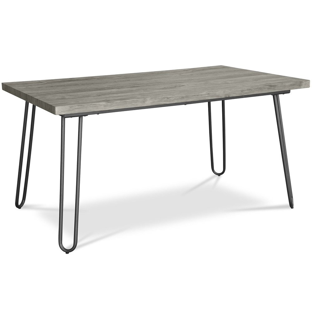  Buy Rectangular Dining Table - Industrial Style - Wood and Metal - 150cm - Hairpin Grey 59465 - in the UK