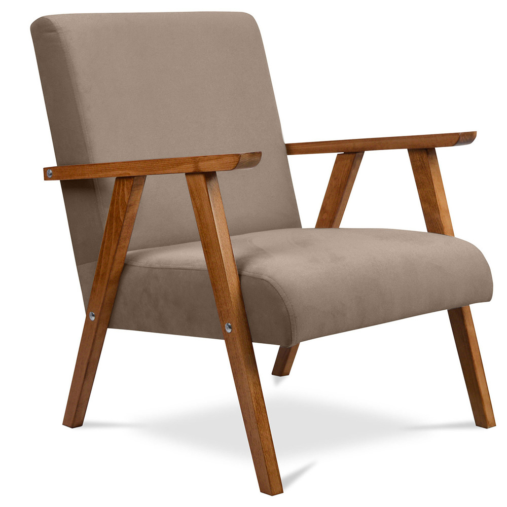  Buy Wooden Armchair with Armrests - Upholstered in Fabric - Odí Taupe 59592 - in the UK