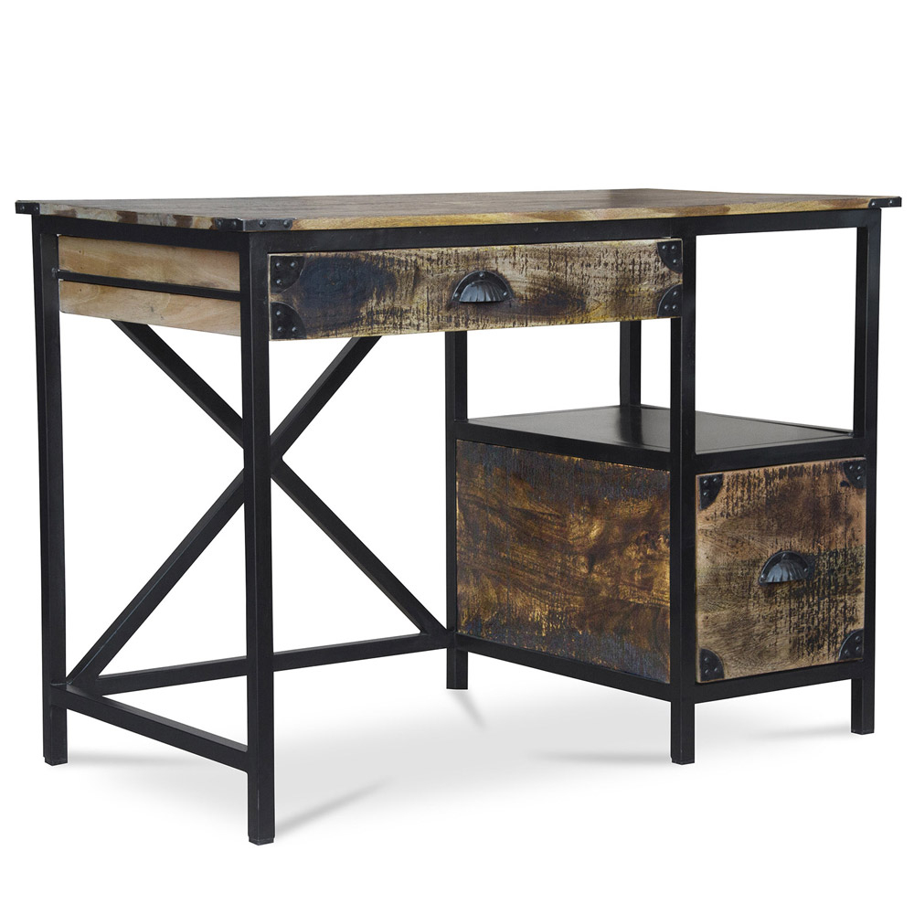  Buy Wooden Desk with Drawers - Industrial Design - Nashville Natural wood 59280 - in the UK