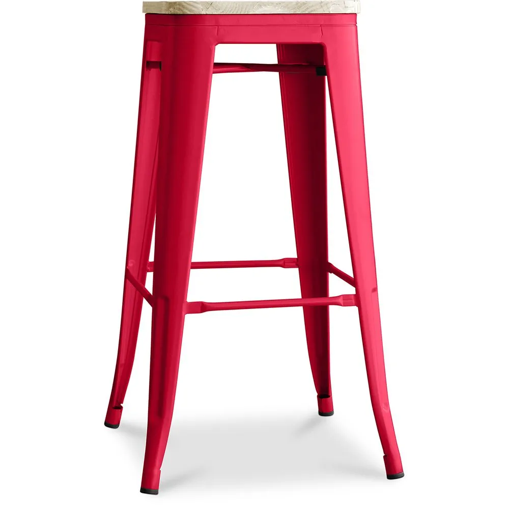 Industrial Design Bar Stool - Steel & Wood - 76cm - Stylix image 8