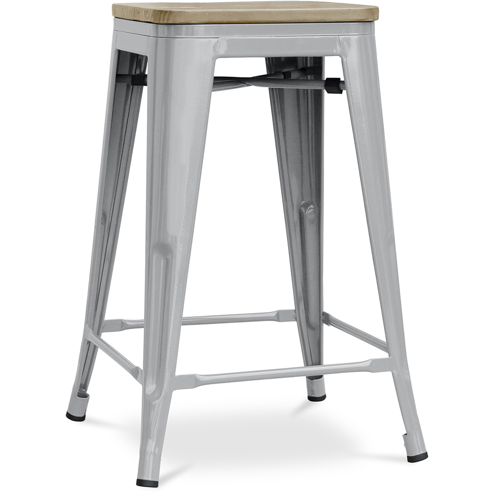  Buy Industrial Design Bar Stool - Wood & Steel - 61cm - Stylix Light grey 59696 - in the UK