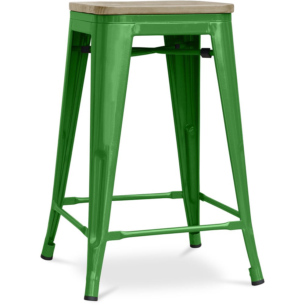 Industrial Design Bar Stool - Wood & Steel - 61cm - Stylix image 8