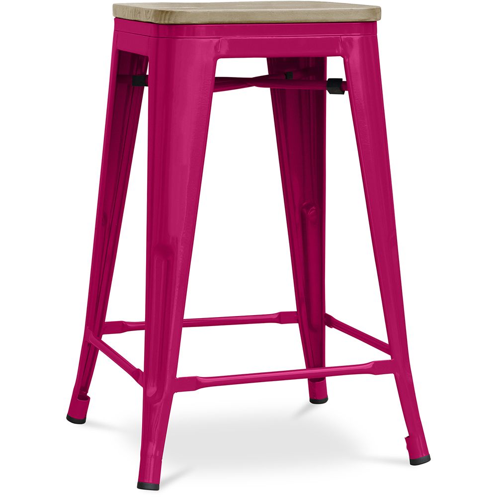 Industrial Design Bar Stool - Wood & Steel - 61cm - Stylix image 8