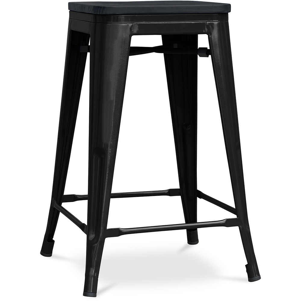  Buy Bar Stool - Industrial Design - Wood & Steel - 61cm - Stylix Black 59695 - in the UK
