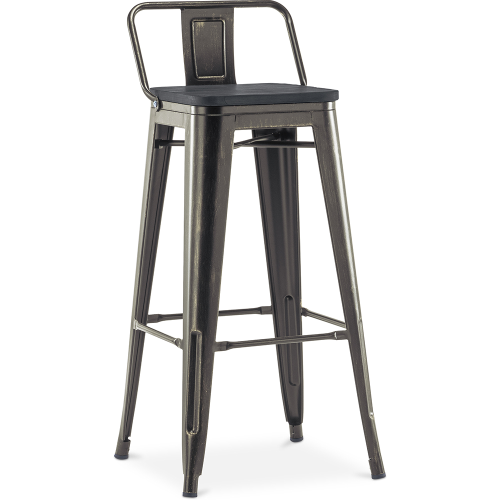  Buy Bar Stool with Backrest - Industrial Design - Wood & Steel - 76cm - Stylix Metallic bronze 59693 - in the UK