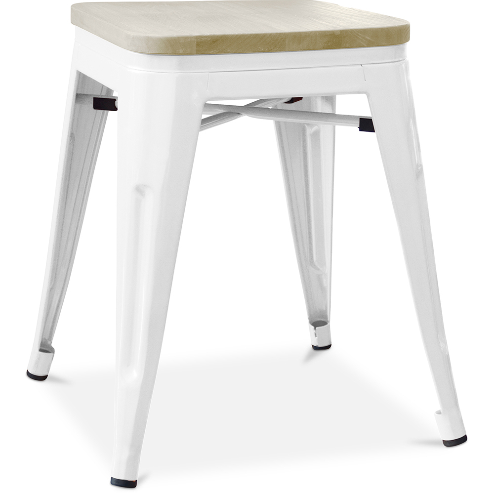  Buy Industrial Design Stool - Wood & Metal - 45cm - Stylix White 59692 - in the UK