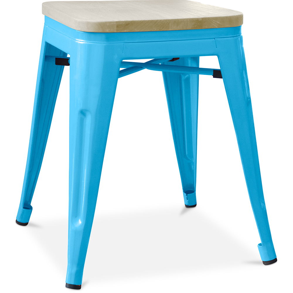  Buy Industrial Design Stool - Wood & Metal - 45cm - Stylix Turquoise 59692 - in the UK