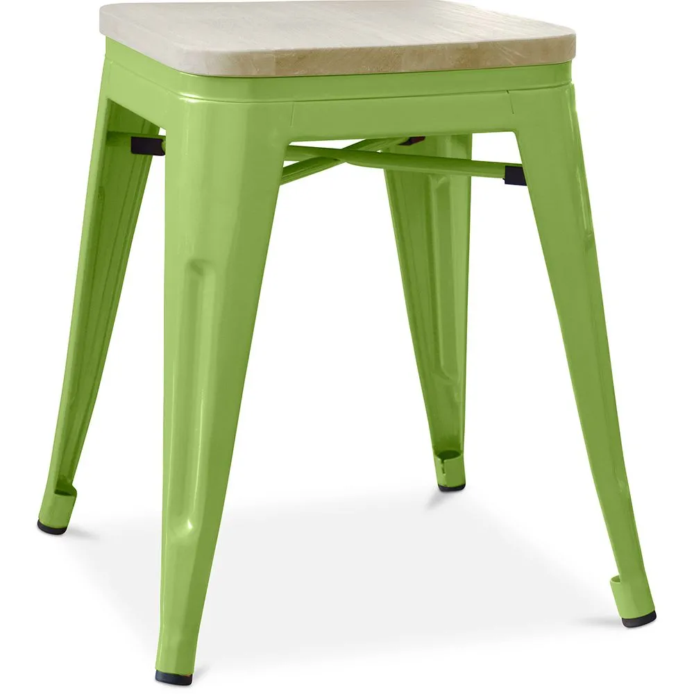 Industrial Design Stool - Wood & Metal - 45cm - Stylix image 8