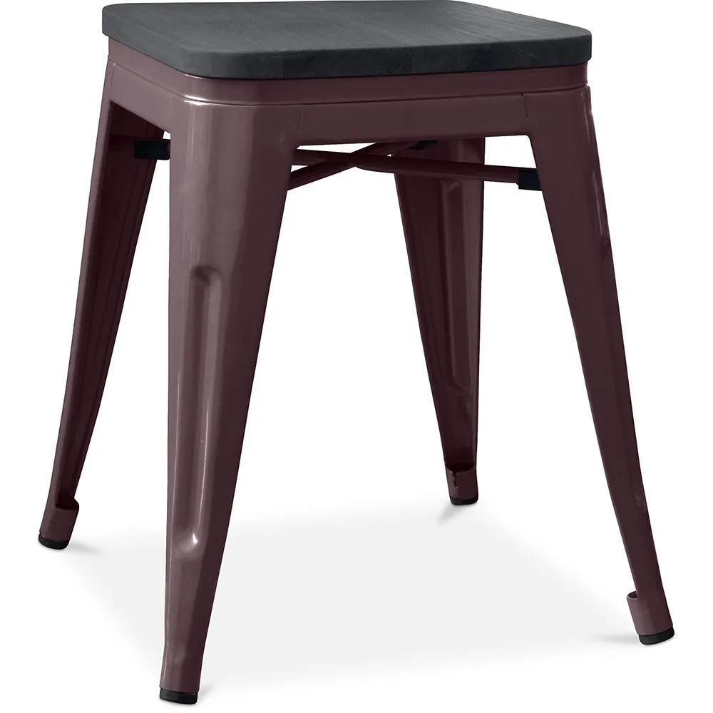 Industrial Design Stool - Wood & Steel - 46cm - Stylix image 8