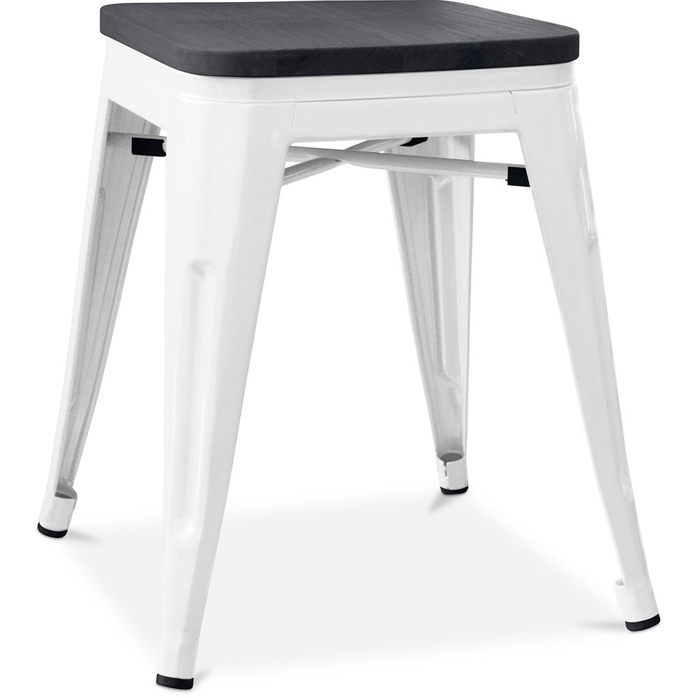 Industrial Design Stool - Wood & Steel - 46cm - Stylix image 8