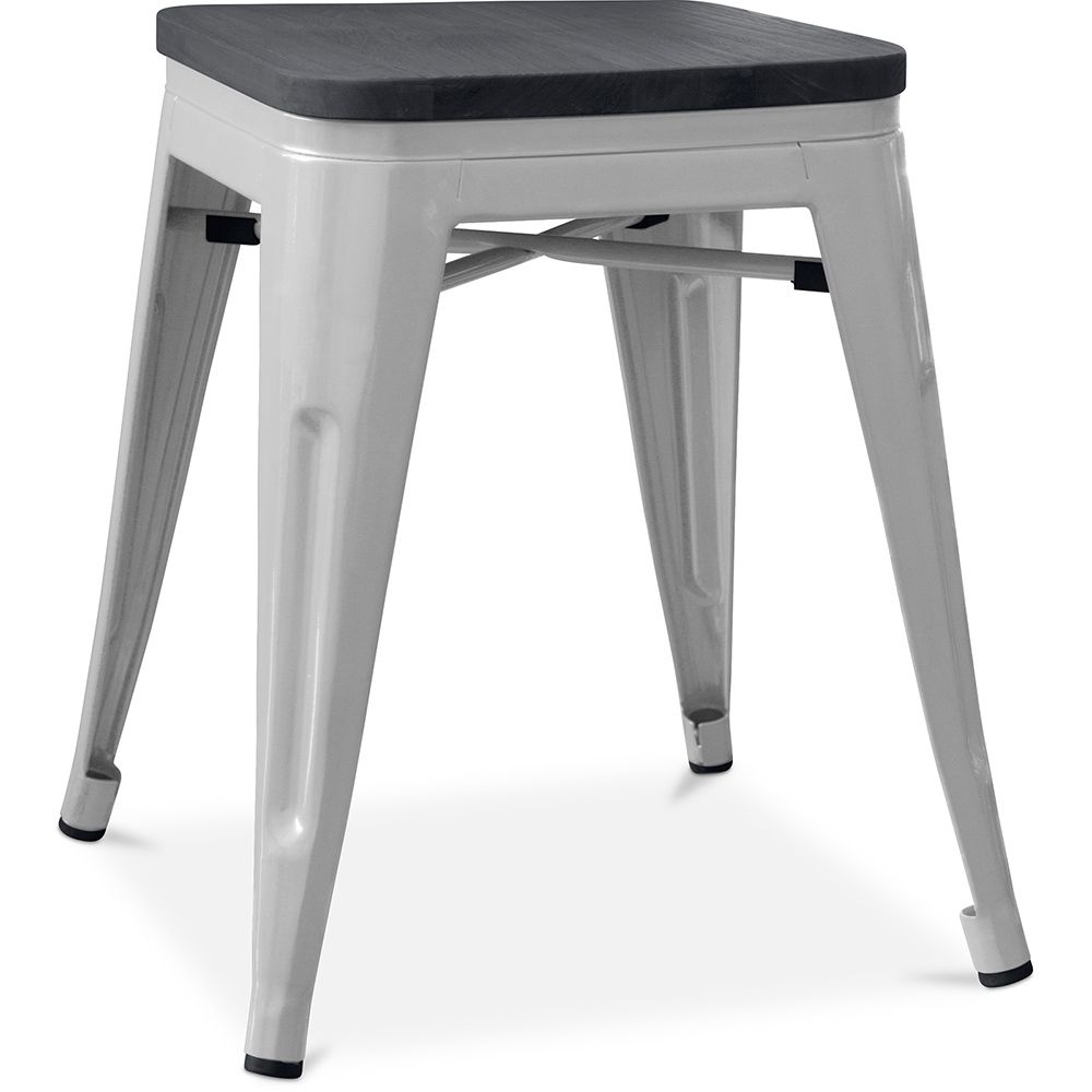 Industrial Design Stool - Wood & Steel - 46cm - Stylix image 8