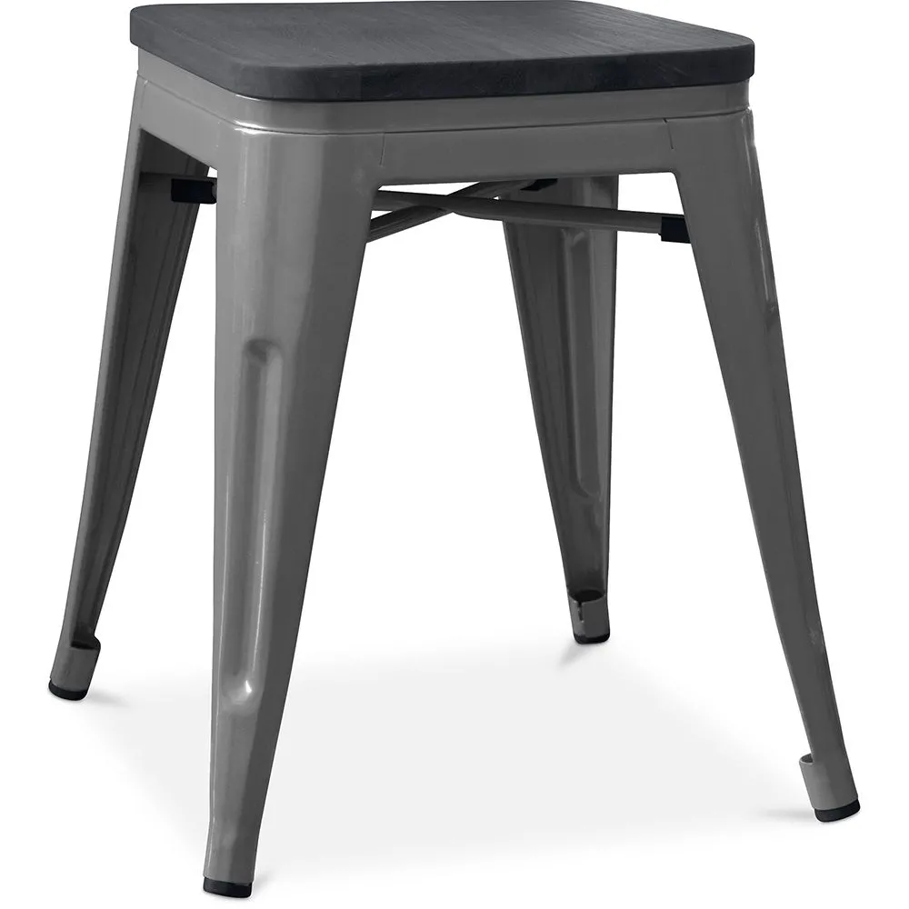 Industrial Design Stool - Wood & Steel - 46cm - Stylix image 8