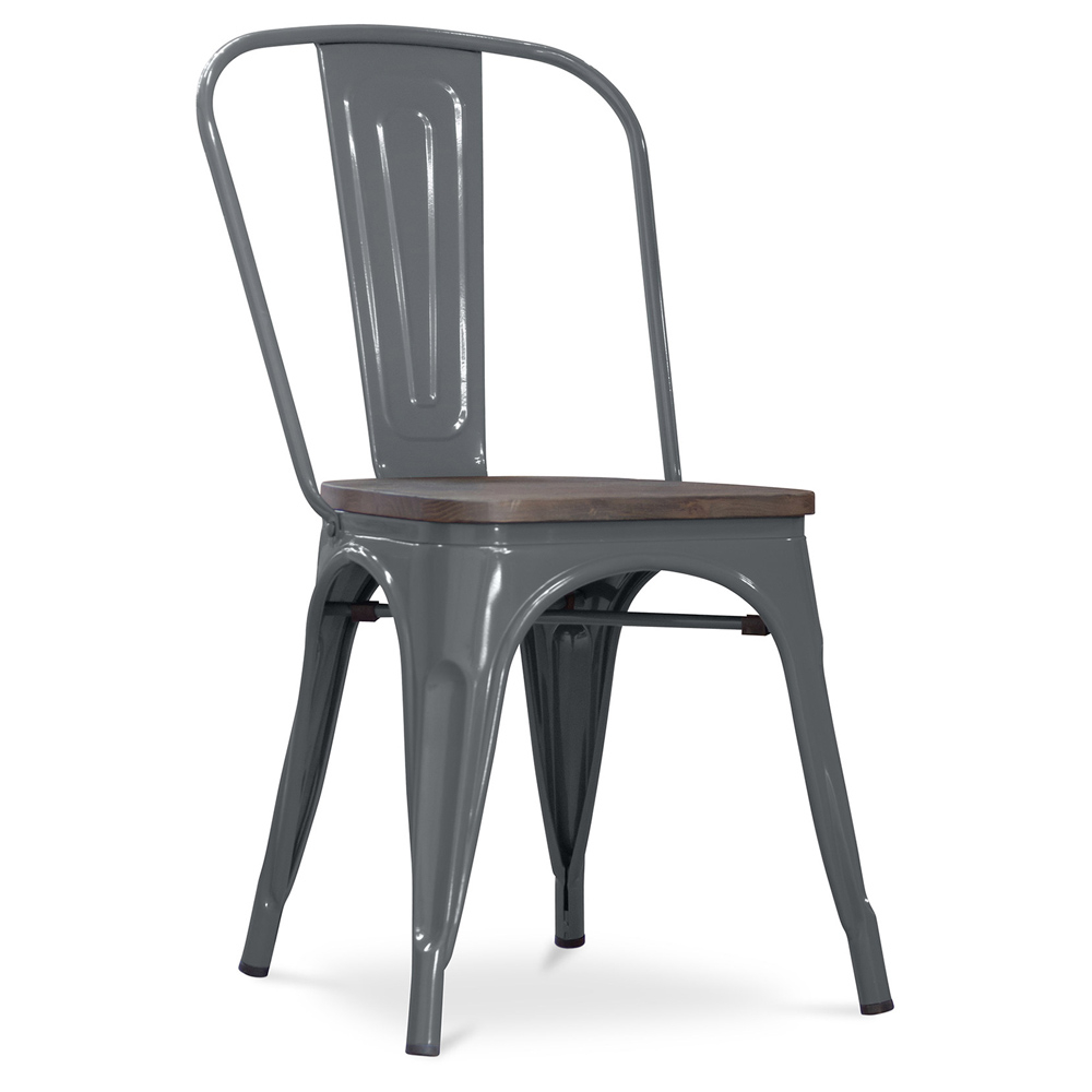  Buy Dining Chair - Industrial Design - Wood and Steel - New Edition - Stylix Dark grey 59804 - in the UK
