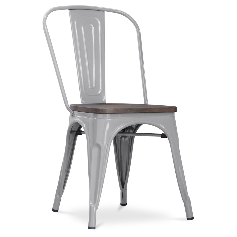  Buy Dining Chair - Industrial Design - Wood and Steel - New Edition - Stylix Light grey 59804 - in the UK